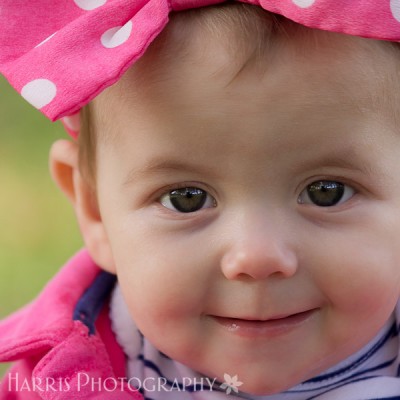 6 month old baby girl sitting photo session